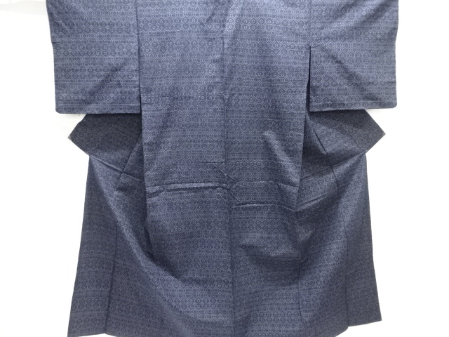 JAPANESE KIMONO / ANTIQUE HITOE TSUMUGI / WOVEN ABSTRACT PATTERN 